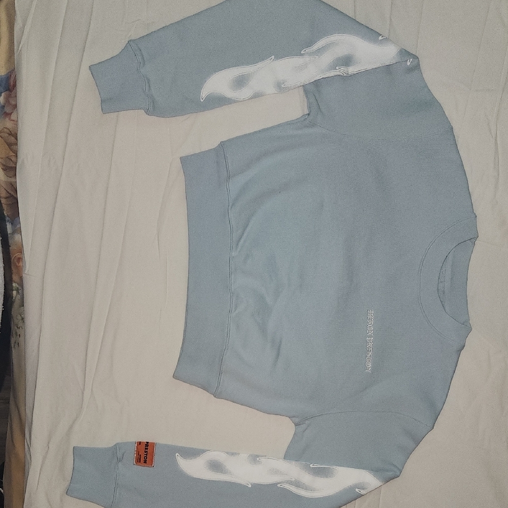 Heron Preston Sky Blue Cropped Sweatshirt - Picture 3 of 8
